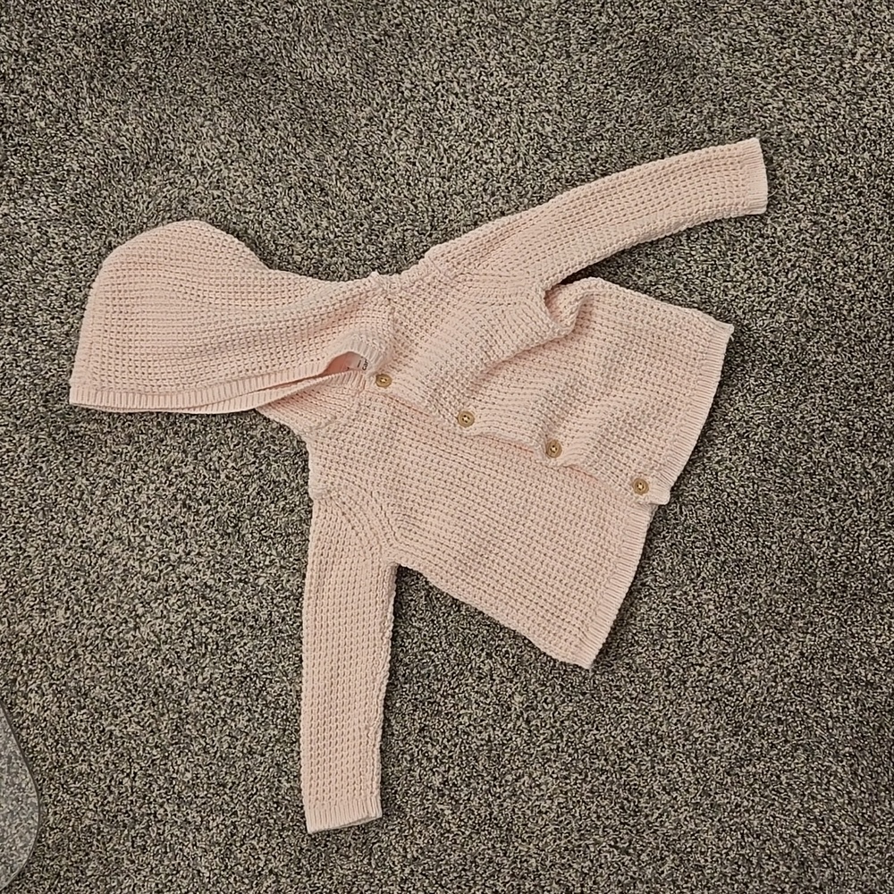 BABY PINK BABY GIRL BUTTON UP SWEATER
